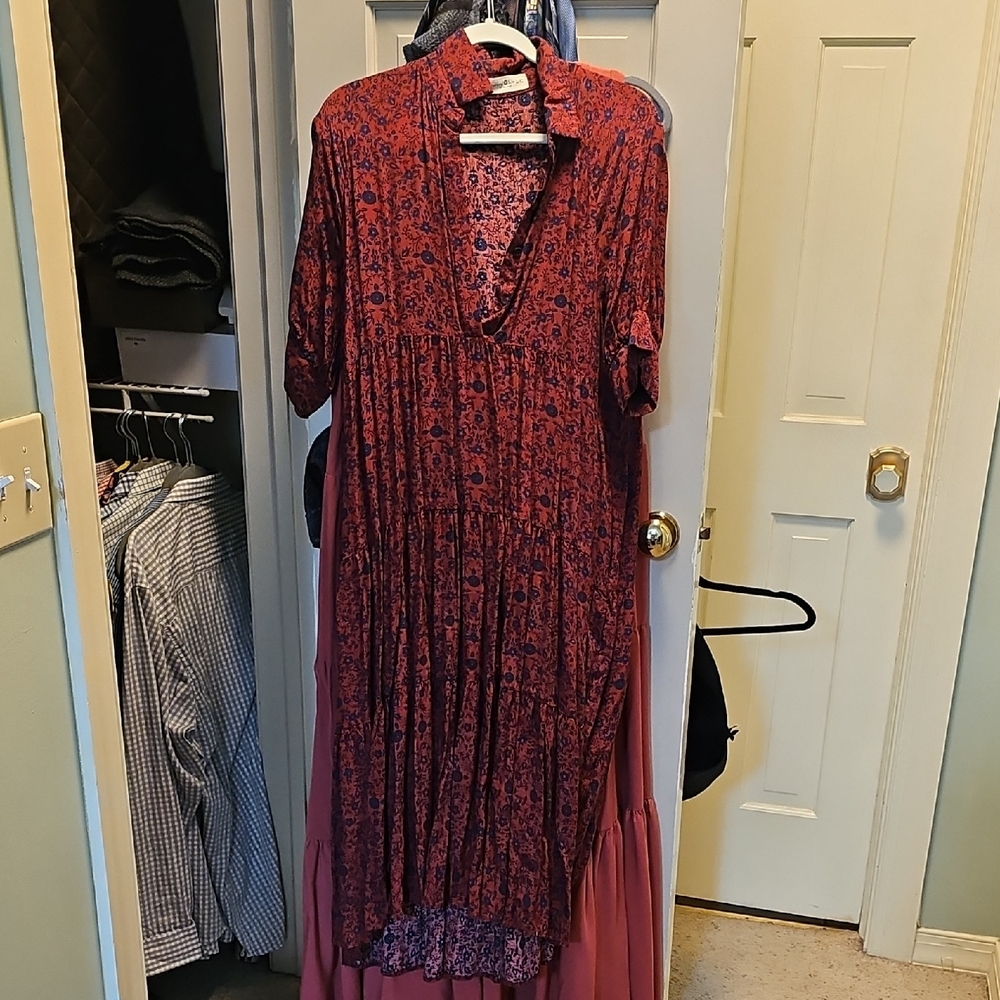 NATURAL LIFE Burgundy Floral Maxi Dress